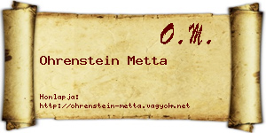 Ohrenstein Metta névjegykártya